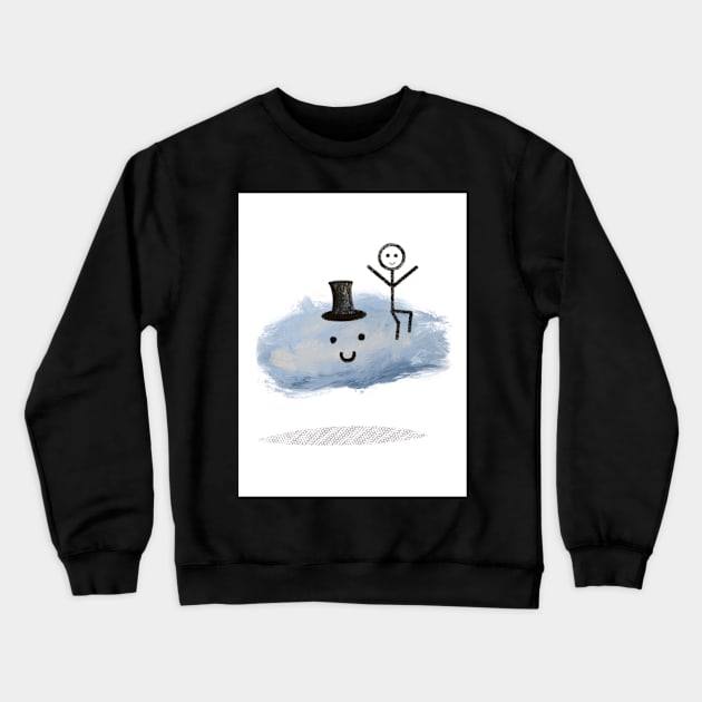 Happy Cloud with a Little Dude Crewneck Sweatshirt by ash9009